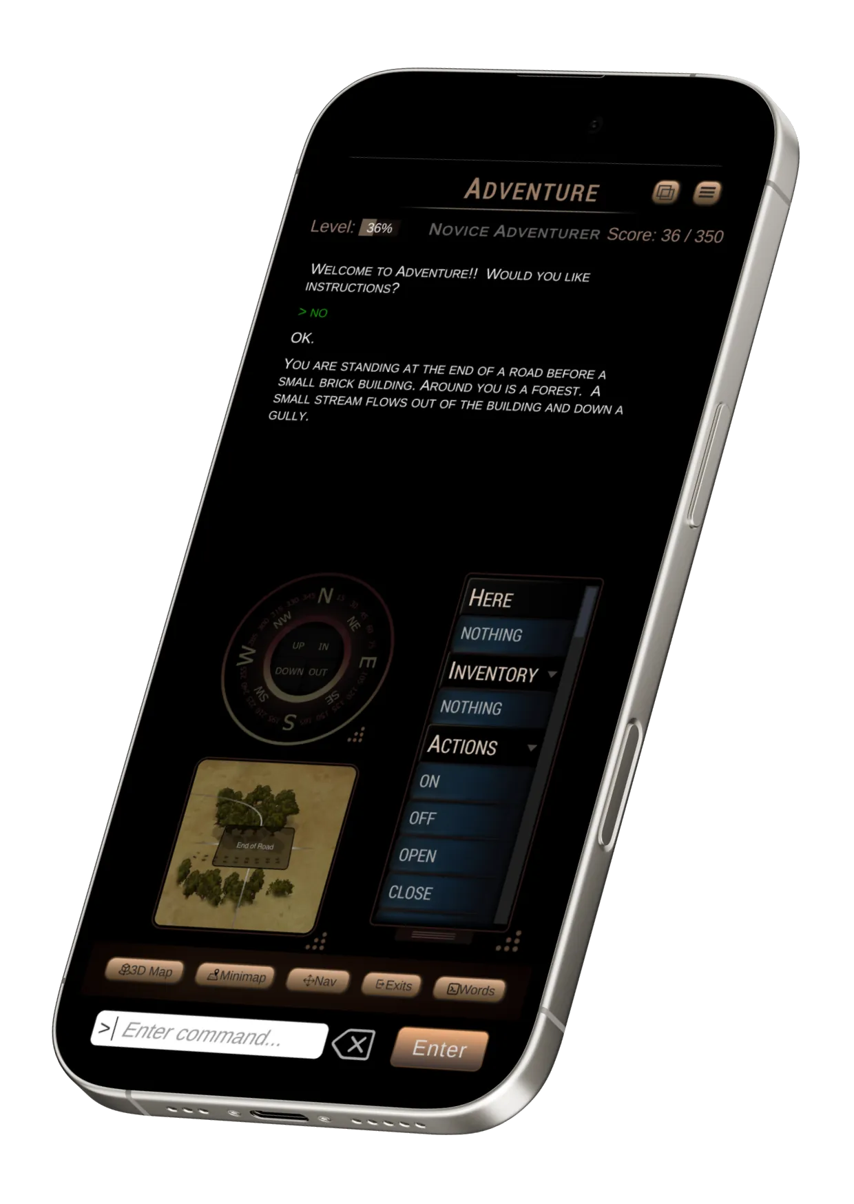 Colossal Cave Adventure mobile app preview on phone